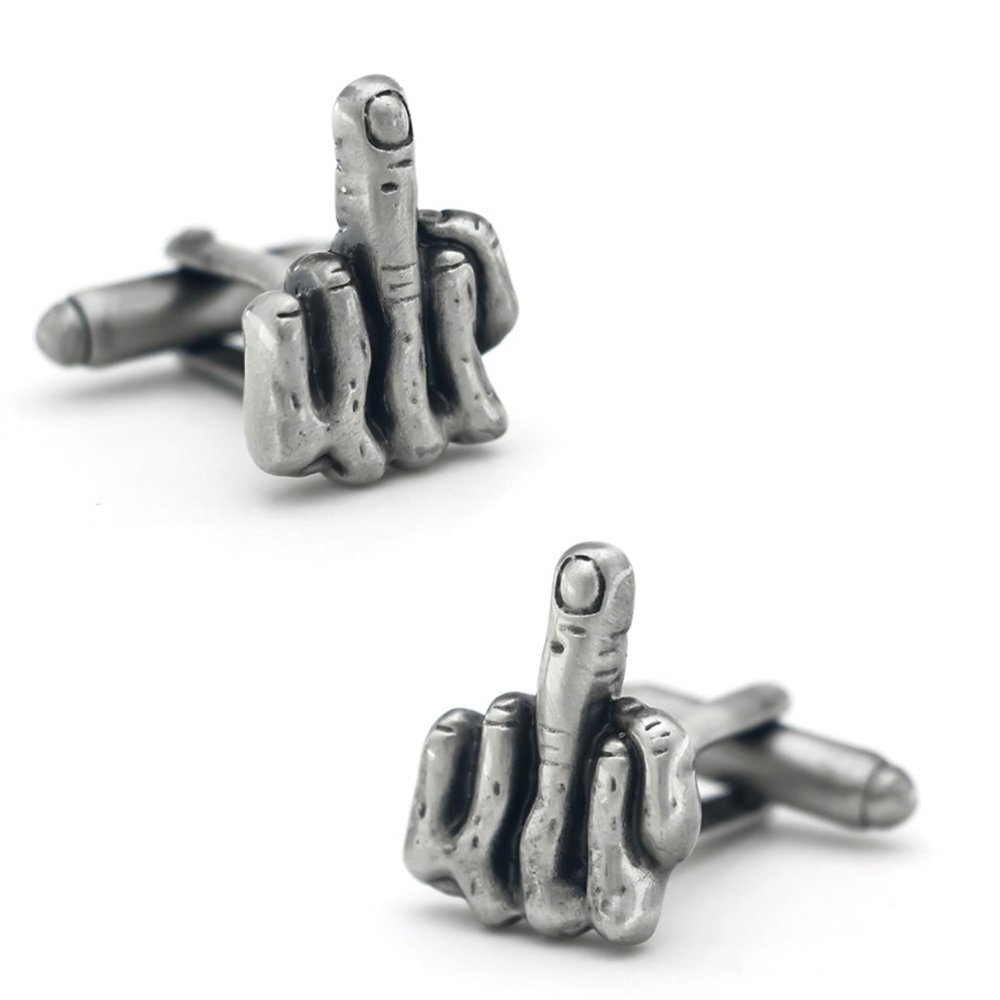 Iconic Johnny Cash flipping the Bird Gun Metal finish Cufflinks NEW